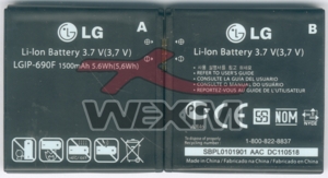 Batterie d'origine LG E900 Optimus 7 - LGIP-690F