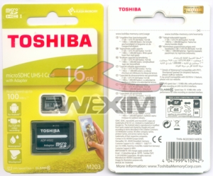 Carte mémoire SDHC 16Go Toshiba 2-en-1 (Class 10)