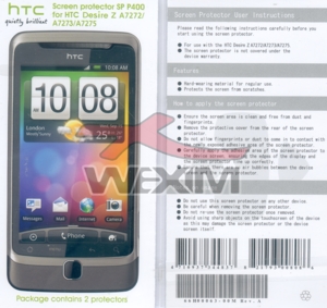 Protection d'écran d'origine HTC Desire Z (2 pièces)