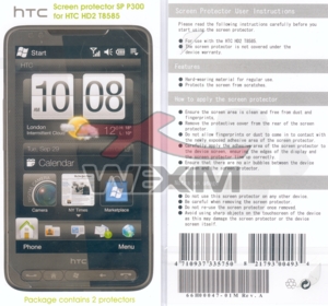 Protection d'écran d'origine HTC HD2 (2 pièces)