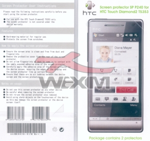 Protection d'écran d'origine HTC Touch Diamond 2 (2 pièces)