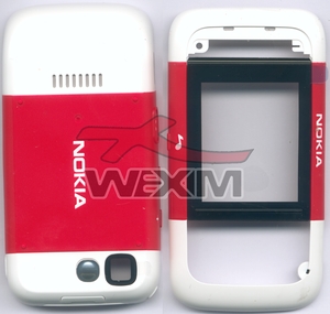 Façade d'origine Nokia 5200 blanc-rouge