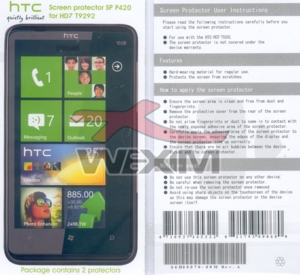Protection d'écran d'origine HTC HD7 (2 pièces)
